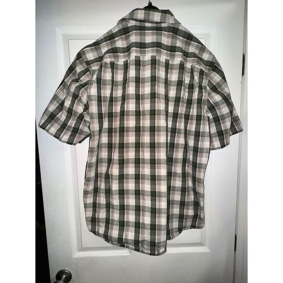 Men's Short Sleeve Green Tan Plaid Carhartt Button Down Shirt Relaxed Fit XL - Picture 2 of 4